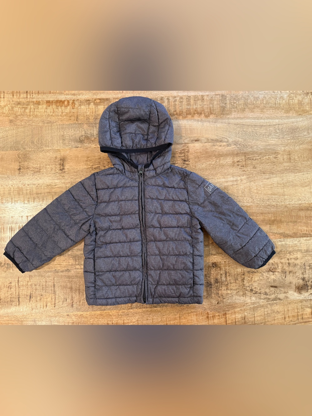 GAP Kids 2T Primaloft Hooded Puffer Jacket Gray Lightweight Winter Coat Toddler